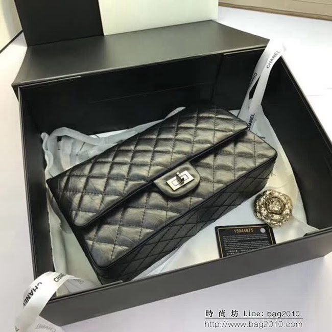 香奈兒CHANEL 226 進口大象紋胎牛皮金銀扣單肩斜挎鏈條包 DSC2034